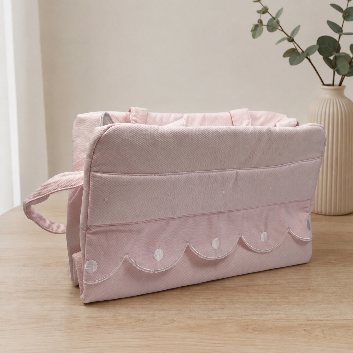 Bolso Maternal Rosa Piqué para Carrito | Elegante, Amplio y Práctico | BabyWorld