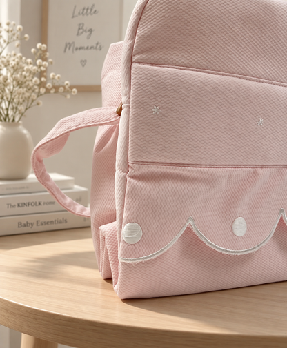 Bolso Maternal Rosa Piqué para Carrito | Elegante, Amplio y Práctico | BabyWorld