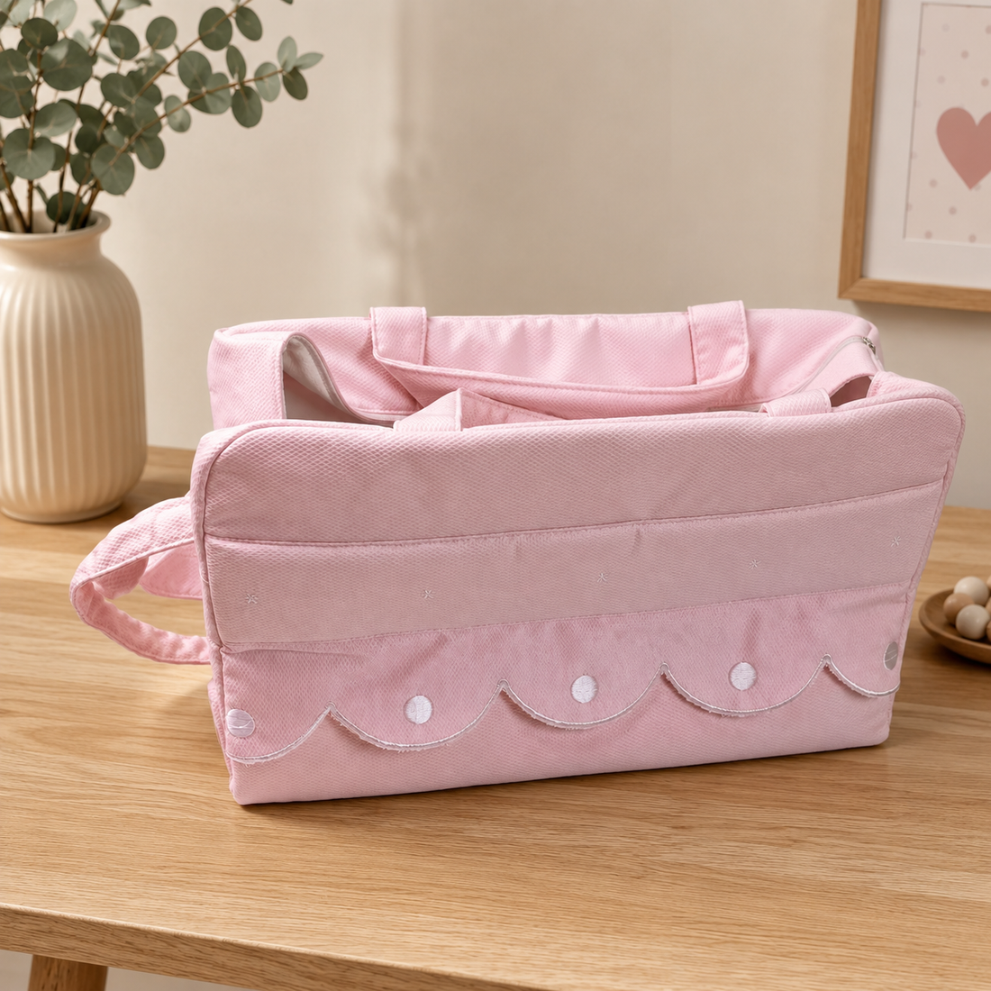 Bolso Maternal Rosa Piqué para Carrito | Elegante, Amplio y Práctico | BabyWorld