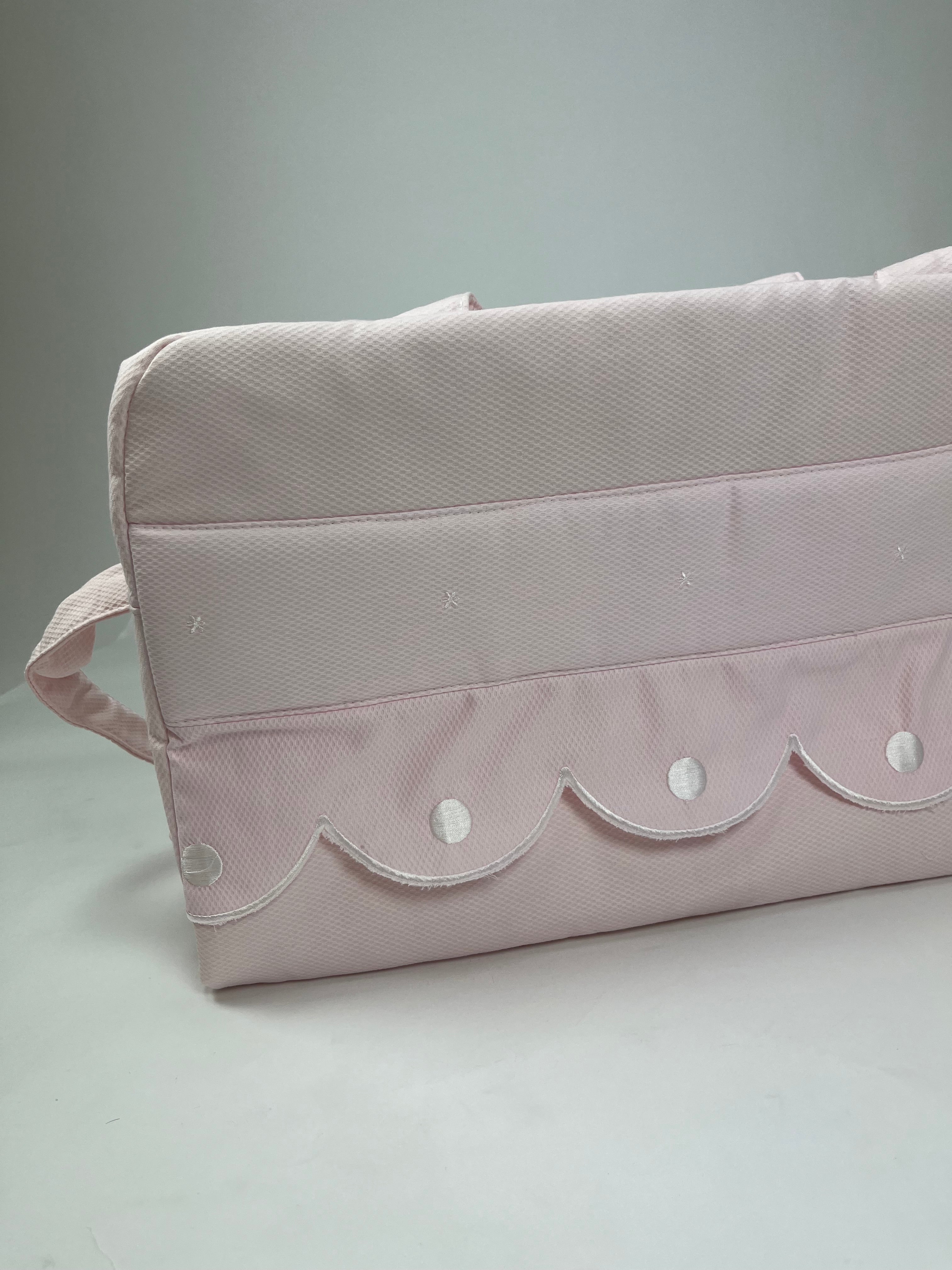 Bolso Maternal Rosa Piqué para Carrito | Elegante, Amplio y Práctico | BabyWorld