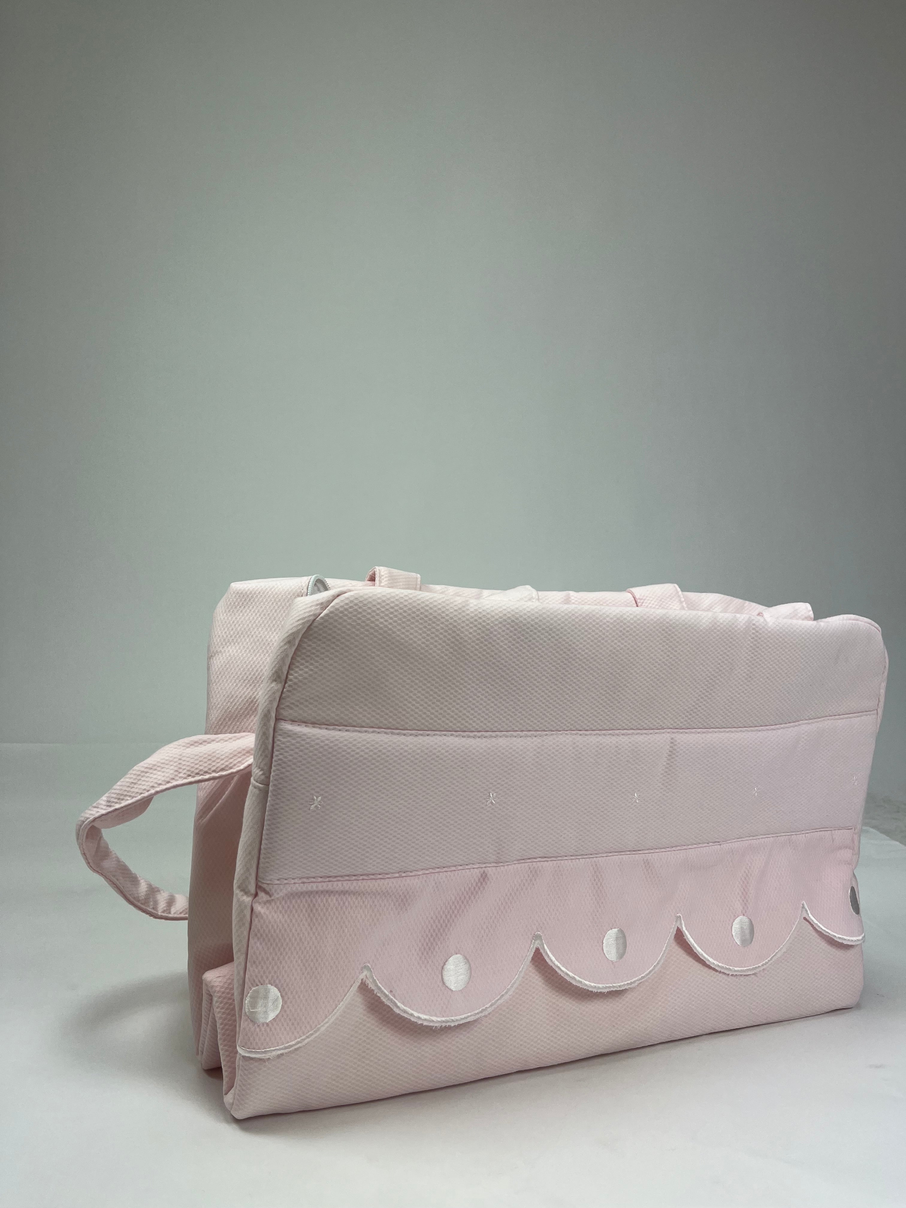 Bolso Maternal Rosa Piqué para Carrito | Elegante, Amplio y Práctico | BabyWorld