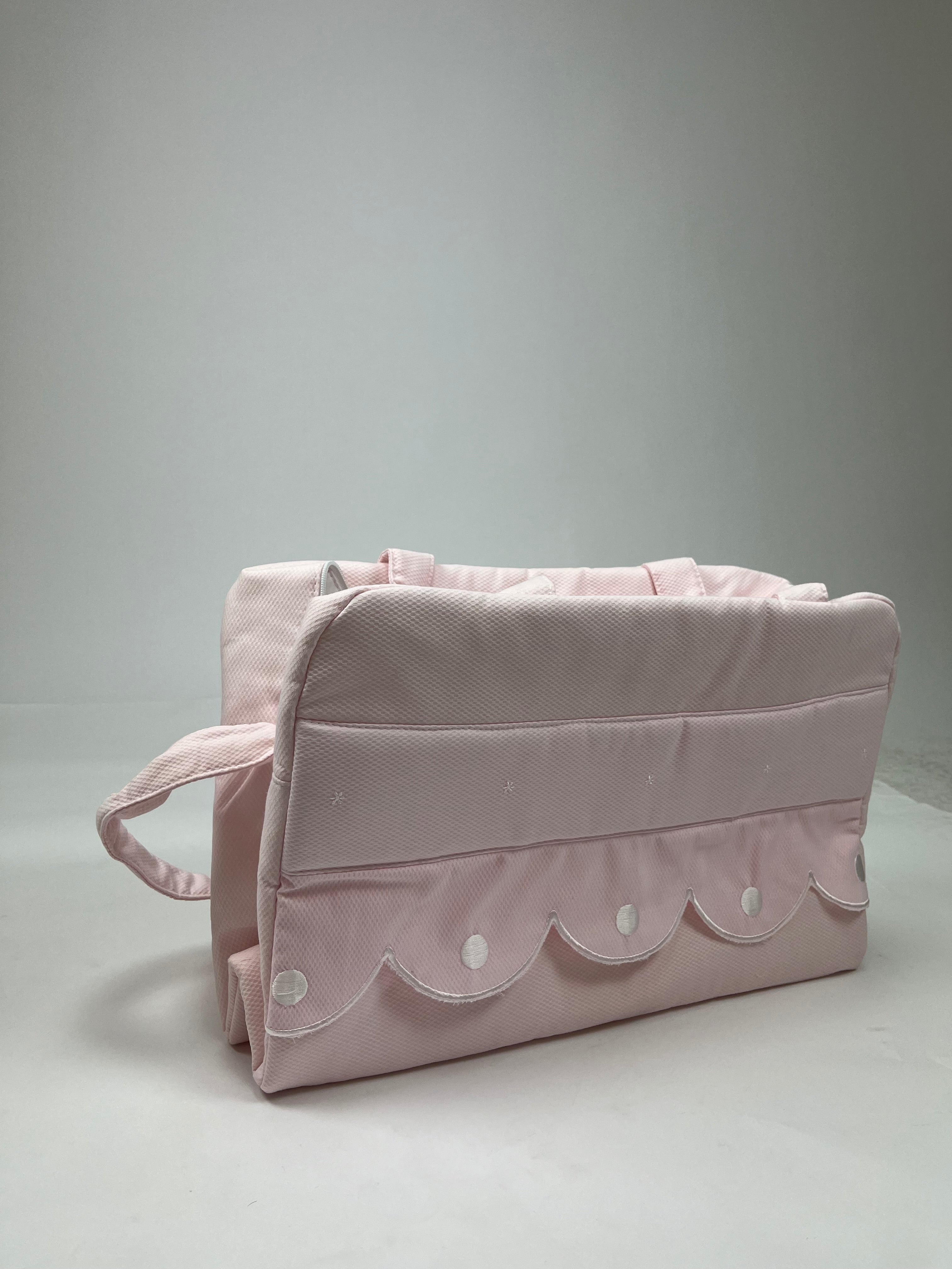 Bolso Maternal Rosa Piqué para Carrito | Elegante, Amplio y Práctico | BabyWorld